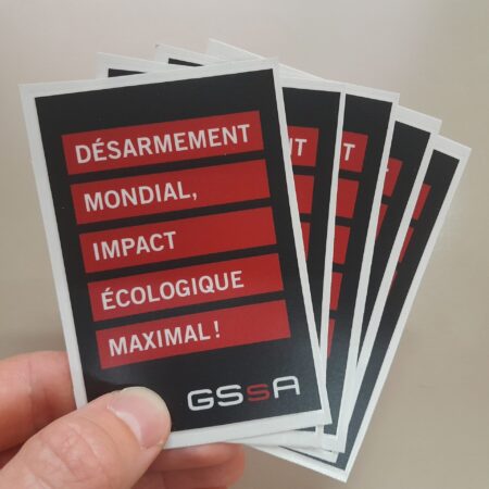 5 x Sticker "Désarmement mondial, impact écologique maximal"